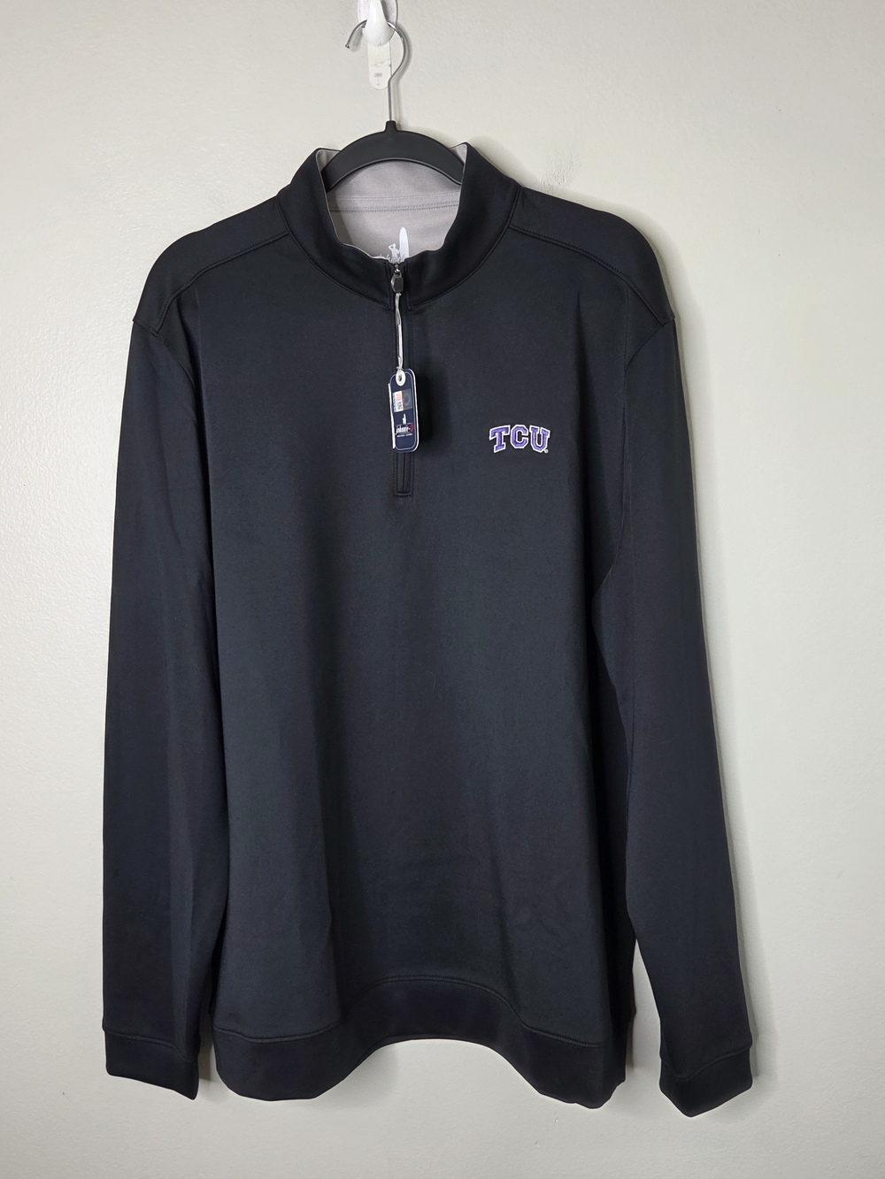 Johnnie-O Men's TCU Horned Frogs NCAA Black Quarter-Zip Performance Sweatshirt
